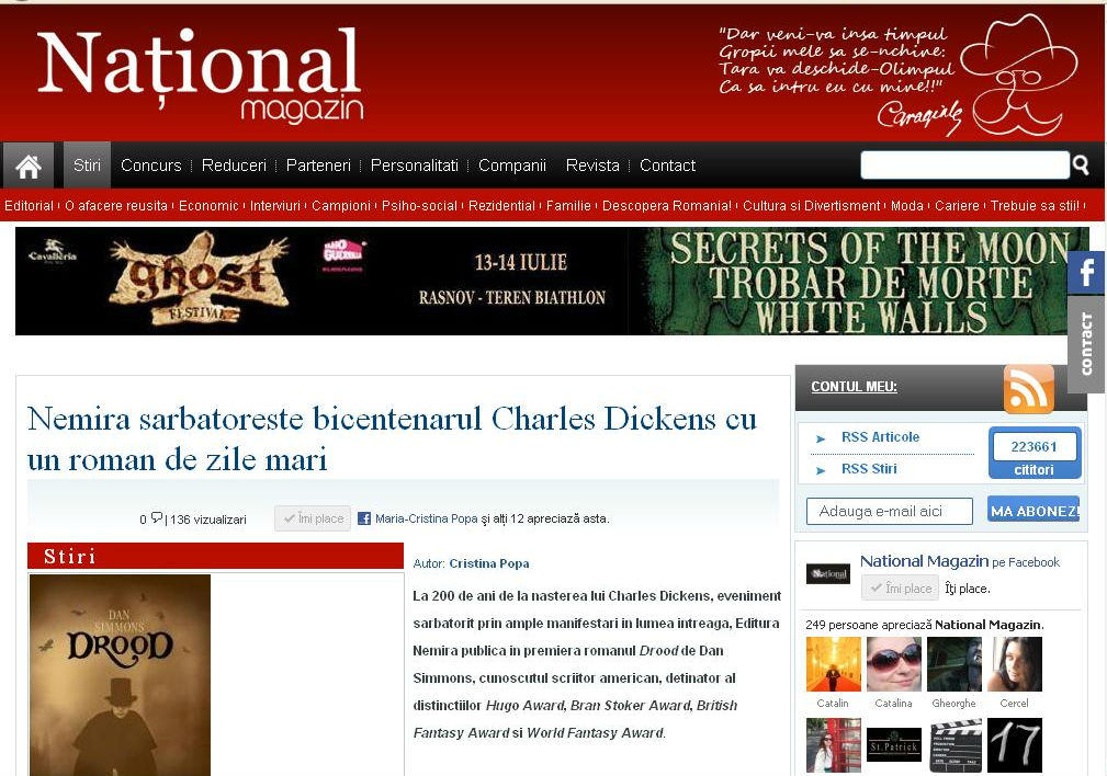 Nemira sarbatoreste bicentenarul Charles Dickens_National magazin