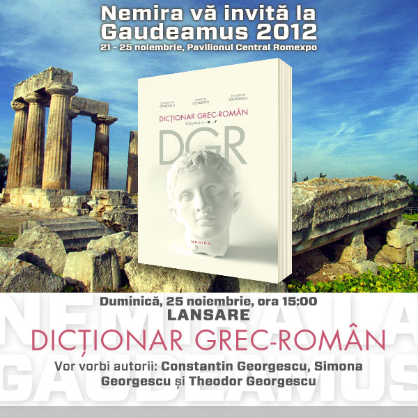 Invitatie Nemira_Lansare Dictionar grec-roman_Gaudeamus 2012